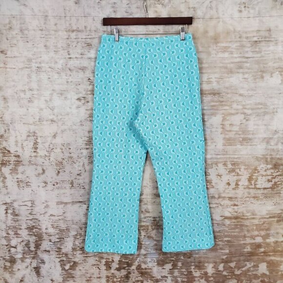 Vintage 1960s Mod Pants Kick Flare Ankle Crop High Rise VTG 60s Aqua Teal Blue - Picture 4 of 9